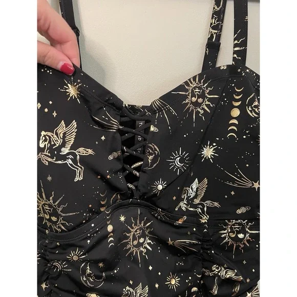 Torrid One Piece Swimsuit Black Celestial Space Women Size 3 22/24 - Picture 2 of 8